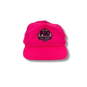 Vtg 90s Nissin Pro Jeep Eagle Bowl Hat Neon Pink Parachute Type Material